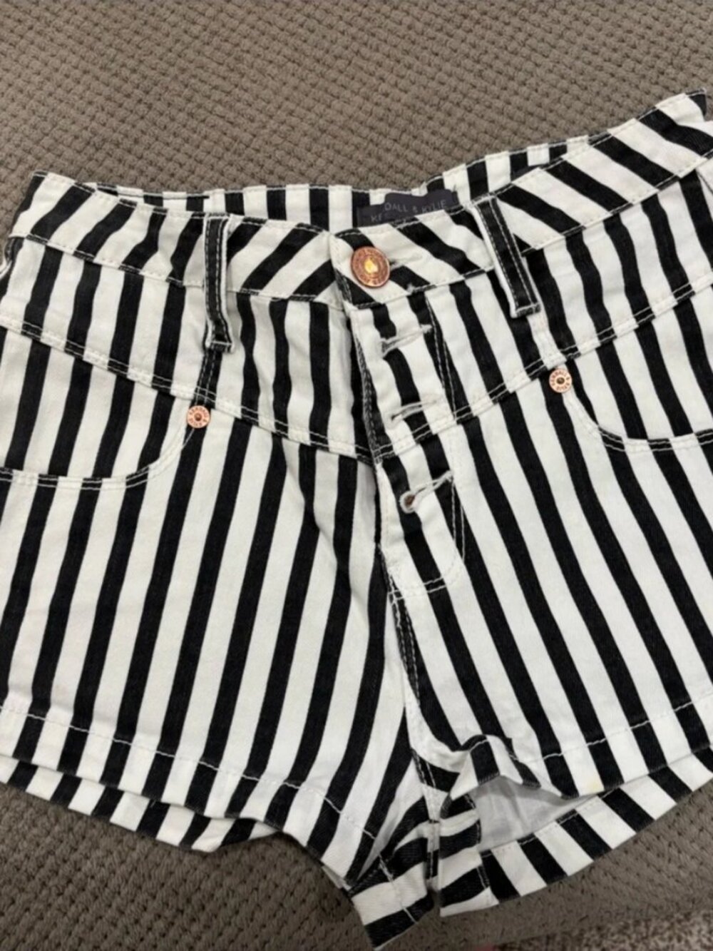 Kendall & Kylie Black and White Striped Shorts 1